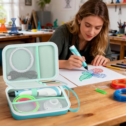 Universelles 3D-Stiftetui, kompatibel mit SCRIB3D P1/Advanced, für MYNT3D Super/Professional, für 3Doodler Start+/Flow/Pro 3D-Druckerstifte und Filament (Grün)