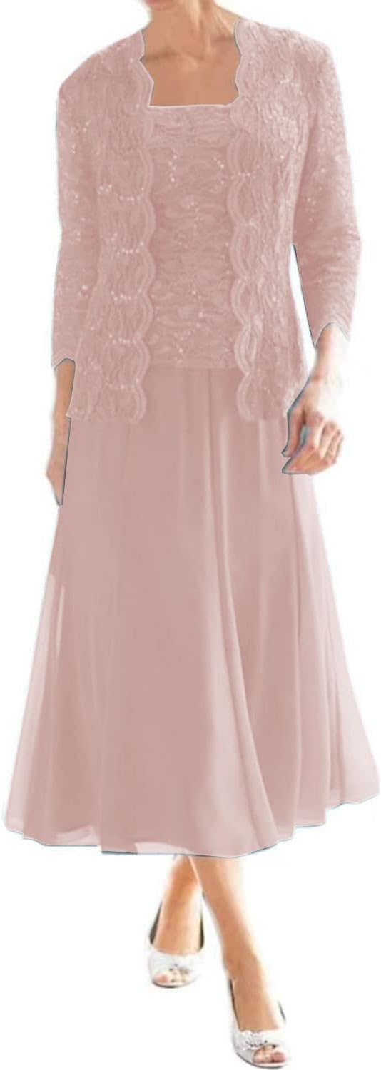 Amazon.com: Noufany Vintage Dusty Pink A-Line Sparkle Three Piece ...