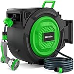 Retractable Garden Hose Reel, 1/2'' x 30m+2m Wall Mounted Hose Reel with 180° Swivel Bracket,10-Pattern Nozzle, Automatic Slow Return System, Any Length Lock, Hosepipes for Garden, Cleaning