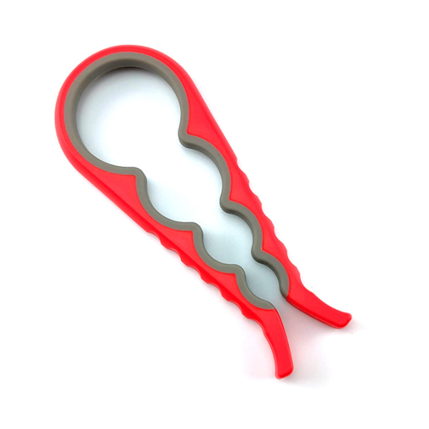 JIEOU Jar Opener, Anti-skid Jar Opener，Multi Function 4 in 1 Can Opener, Bottle Opener Kit with Silicone Handle (Red Grey)