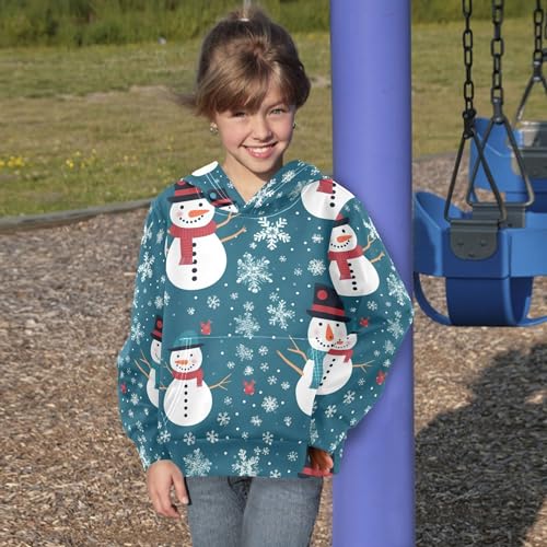 Kids Hoodies Sweaters Christmas Snowman Hooded Sweatshirts with Big Pockets for Boys Girls B04000354