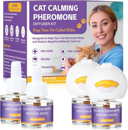 Jeweeio 6 In 1 Katze Pheromon Beruhigende Diffusor (2 Stecker + 4 Refills)