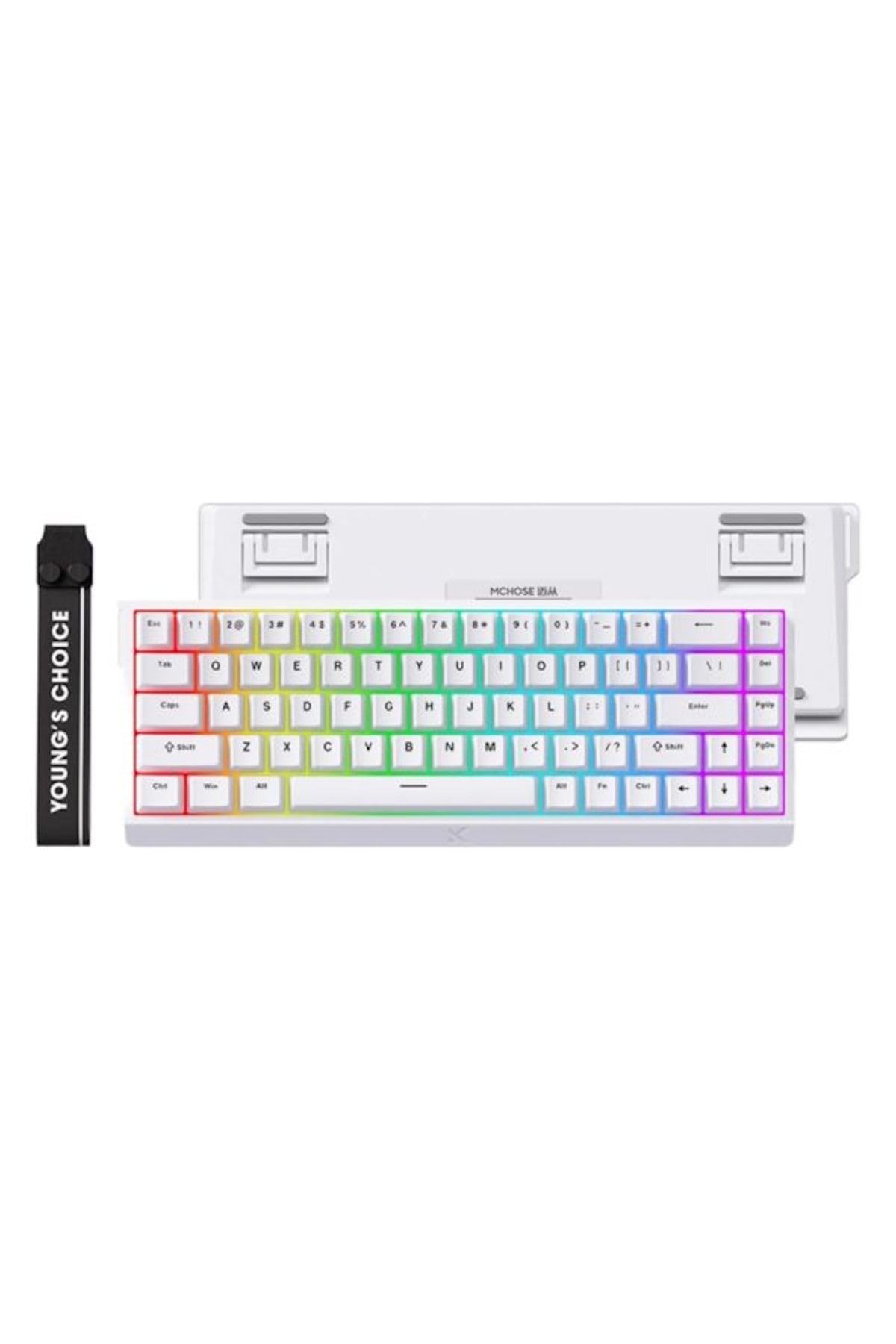 MCHOSE Ace68 E-sport White 65% HE Ice Blue przełącznik magnetyczny RGB Hotswap mechaniczna klawiatura do gier