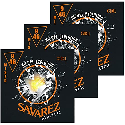 サバレス エレキギター弦 SAVAREZ NICKEL EXPLOSION LINE ELECTRIC GUITAR STRINGS (X50XLL エキストラライト/ライト MIX, 3セット)
