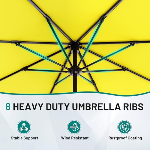 Image of AreShark 12 FT Patio Umbrella for Outdoor, Outdoor Table Umbrella with Crank, Outdoor Patio Umbrellas with 8 Sturdy Ribs, Patio Umbrellas for Market, Garden, Pool (Yellow)
