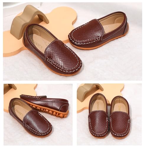 LONSOEN Boys Girls Slip On Loafers Dress Shoes Little Kid, Brown 11 by LONSOEN - Used condition - Image 5