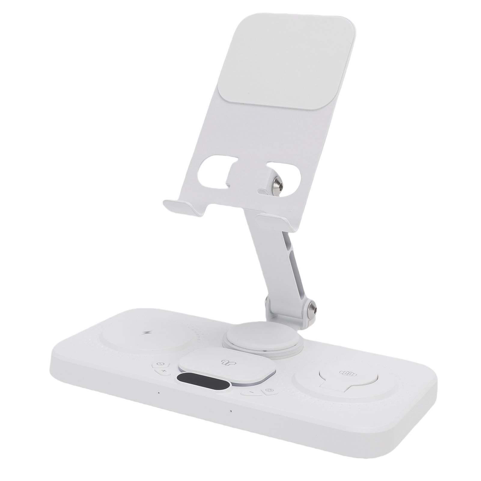 Zunate Stazione di Ricarica Wireless Pieghevole da 15 W con Orologio e 6 Colori di Luce Ambientale per Dispositivi IOS Perfetta per Casa o Ufficio (WHITE)