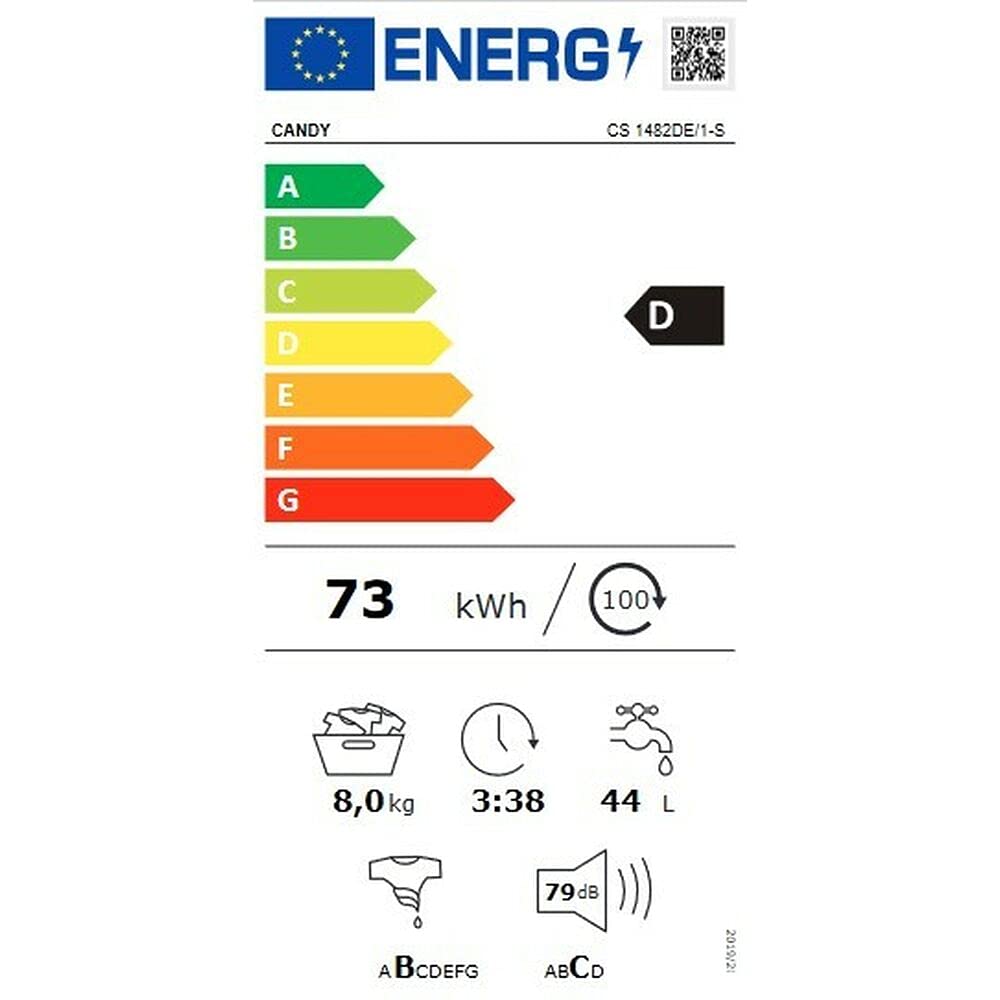 Candy Smart CS 1482DE/1-S, Lavadora 8 KG, 1400 RPM, Tecnología NFC, Asistente de Voz, 15 Ciclos, 5 Rápidos, Ciclo Higiene+, Planchado Fácil, Inicio Diferido 24H, Detector de KG, 79 DB, Clase D, Blanco