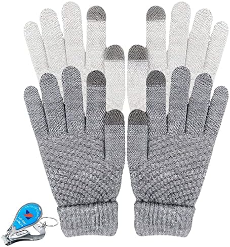 LassZone Women Touchscreen Thermal Knitted Winter Gloves Thick Warm Wool Mittens Windproof Braided Knit Gloves for Dress Driving Cycling Shopping Camping Running