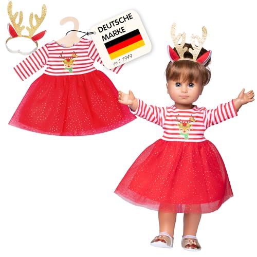 Heless 2151 - Weihnachts-Kleid für Puppen im Design Rentier Rudi,...