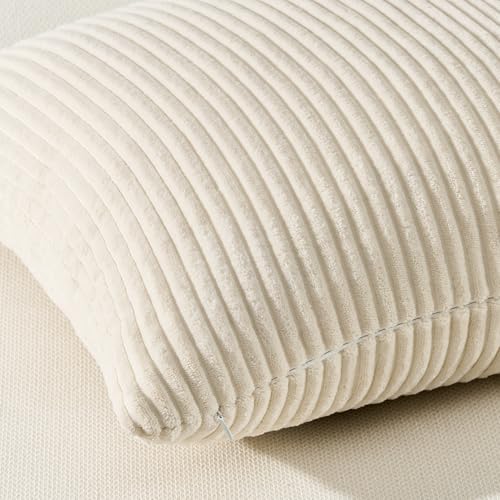 Image of Topfinel Decorative Beige Throw Pillow Covers Cushion Cases, Set of 4 Soft Velvet Modern Double-Sided Designs, Natural Home Decor, Pillow Inserts Not Included (22x22 inch)