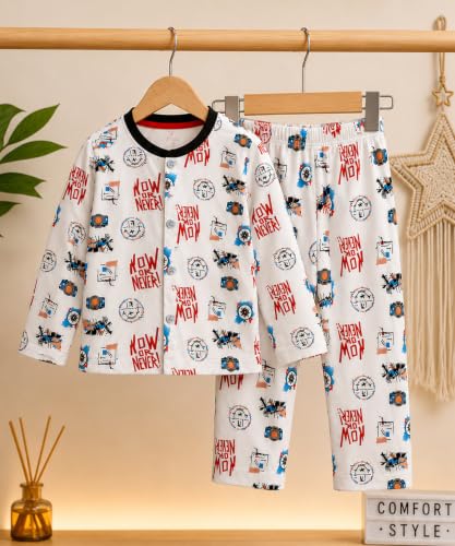 Image of 3BROS BodySuit /Dress for Boys /Girls Full Pajama & Casual Full Sleeves Night Suit Top Combo Kids Set