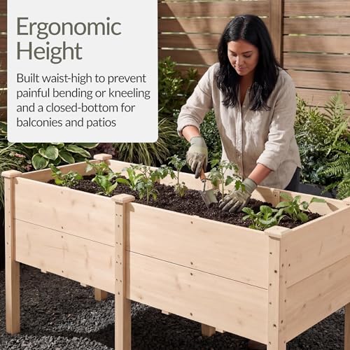 Image of Best Choice Products 72 inch x 24 inch x 30 inch Raised Garden Bed with Extra Deep 16 inch Depth, Elevated Wood Planter Box Stand for Backyard, Patio, Balcony, Natural Fir Wood - Natural