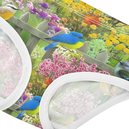 Vibrant Garden Scene Birds Flowers Toddler Underwear Floral 2t Cotton Panties for Girl Cartoon Briefs Undies Kids4