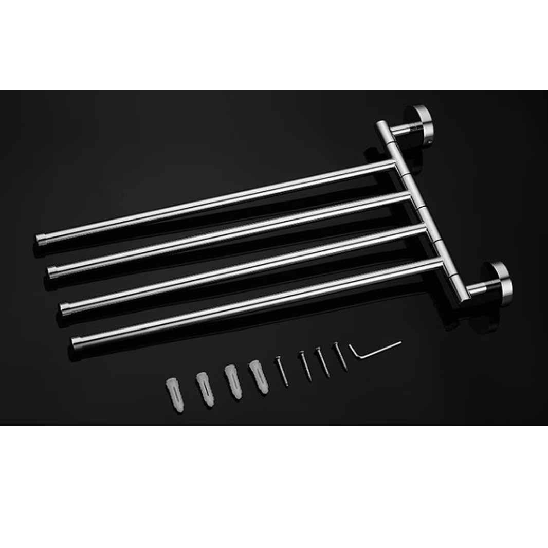 Toallero Giratorio para baño, Toallero Giratorio con Brazo Plegable, latón Macizo, Cromo Pulido, 3-5 Barras for baño o Cocina(4bar)