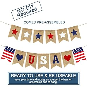 USA Banner Burlap 4th of July Decorations Rustic Patriotic Banner Red White Blue Stars Bunting Garland for President Day 4th of July Party Supplies 4th of July Patriotic Outdoor Indoor hanging Decor USA Banner Burlap 4th of July Decorations Rustic Patriotic Banner Red White Blue Stars Bunting Garland for President Day 4th of July Party Supplies 4th of July Patriotic Outdoor Indoor hanging Decor