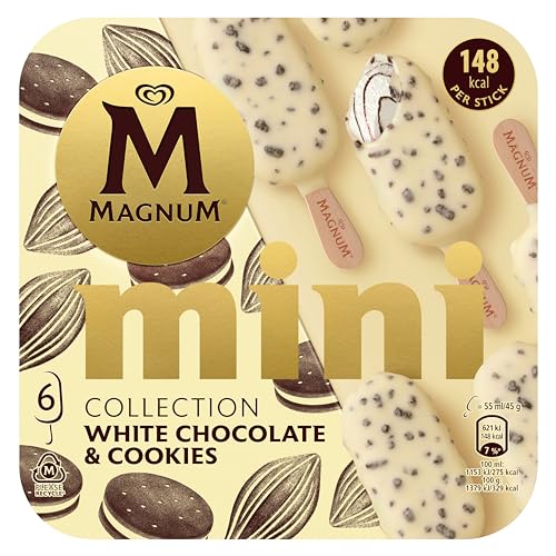 Magnum Bombón, Mini Helado Chocolate Blanco & Cookies, 6 x 55ml (Congelado)