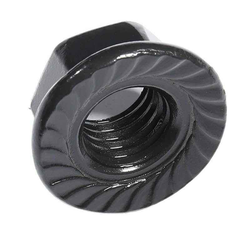 Flange Lock nut, Black Zinc Plated Stainless Steel Hex Flange Nut Lock Nut M3 M4 M5 M6 M8 M10 M12 SUS304 DIN6923(M3x0.5 (50pcs))