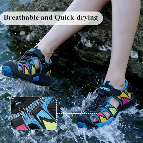 Image of JMFCHI Boys Girls Sports Sandals Summer Kids Closed Toe Outdoor Sandals Athletic Water Shoes Sandals Child Pool Beach Sandals Quick Drying Slip Resistant | Little /Big Kid,Comfortable lightweight,Non-slip soft sole,Hook-and-loop closure,Easy wear,Anti-collision toe,Daily casual