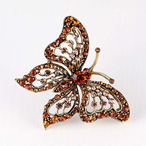Image of Animal Series Orange Rhinestones Butterfly Brooches Women Brooch Pins Wedding Brooches