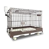 RAKU ペットケージ 小動物ケージ キャスター付き ワイヤーケージ 猫 犬用 屋根付き 天井扉 脱走防止 持ち運び便利 組立簡単 掃除簡単 給水器付き いぬ ネコ うさぎ ハムスター 頑丈 キャット 休憩所 ワンちゃん 犬小屋 ペット用品