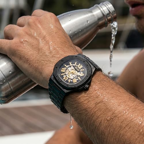 Image of ALIX AL2904 Automatic Mechanical Self-Winding Skeleton Dial 30 ATM Waterproof with Stainless Steel Band Wrist Watch
