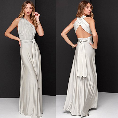 Image of Women Transformer Hi Low Evening Long Prom Dress Halter Convertible Multi Way Spaghetti Strap Wedding Cocktail Maxi Gown