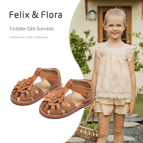 Image of Felix & Flora Toddler Girls Sandals Flower Girl Shoes Soft Rubber Princess Flat Shoes