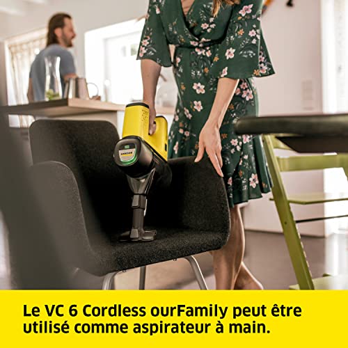 Kärcher Aspirateur sans Fil VC 6 Cordless ourFamily, 2 Vitesses D'aspiration, Autonomie : jusqu'à 50 Min, Poids : 2,8 kg, Batterie : 25,2 V, Support Mural, Suceur Sol et Fentes, Brosse à Poussière - Image 5