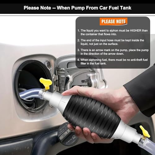 Image of Fuel Transfer Pump Kit - High Flow Manual Siphon Oil Remover Pump with 1 Meter Pipe for Petrol, Diesel, Water & Oil, Portable Liquid Transfer Pump for Car, Bike & Fish Tank