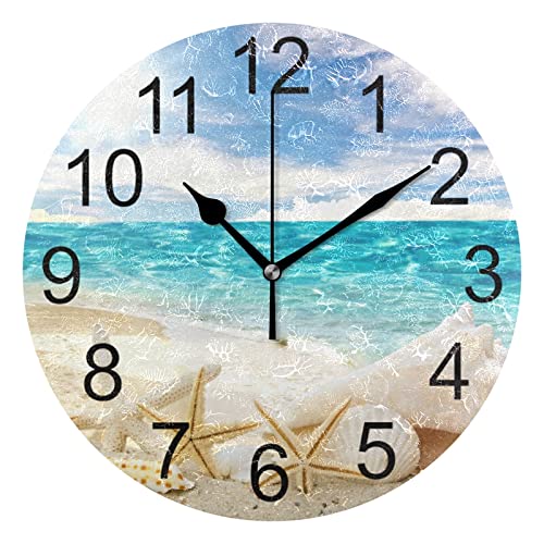 Amazon.co.jp: ZOEO 壁掛け時計 貝殻 ビーチ 夏 10インチ ラウンド
