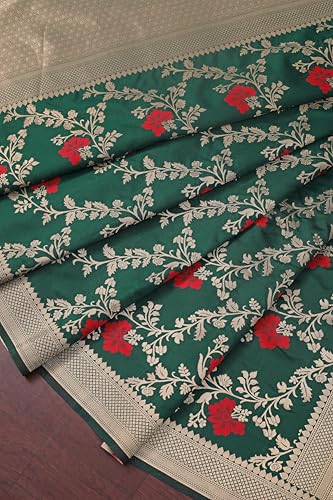 Image of DEVANGI Women's Woven Jacquard Banarasi Silk Printed Dupatta /Chunni with Meena Work, Width 1 Meter, Length 2.5 Meter