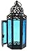 VELA LANTERNS Metal Moroccan Decorative LED Fairy Lights Candle Lantern Holders for Indoor Home Fantasy Decor, Table Centerpieces, Outdoor Patio or Porch, Weddings, Blue, Medium