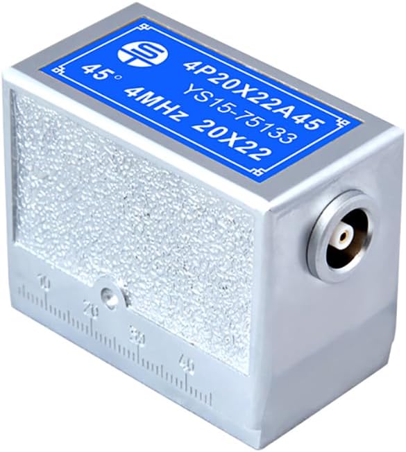 YUSHI Ultrasonic Flaw Detector Angle Beam Probes/Transducers 4 MHz Collection w/Dual Crystal/Elements for NDT Testing (4P20x22A45)