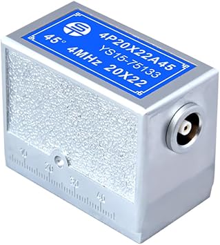 YUSHI Ultrasonic Flaw Detector Angle Beam Probes/Transducers 4 MHz Collection w/Dual Crystal/Elements for NDT Testing 4P20x22A45