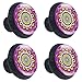 TIZORAX - Tiradores de cajón con diseño floral de mandala de henna hippie (30 mm, 4 tiradores de gabinete de cristal para armarios de cocina o hogares)