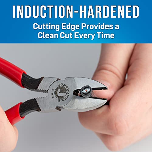 Jonard Jic-7858 Telecom Tapered Nose Diagonal Cutting Plier With Red Plastic Handle, 6-1/2" Length #TOP1