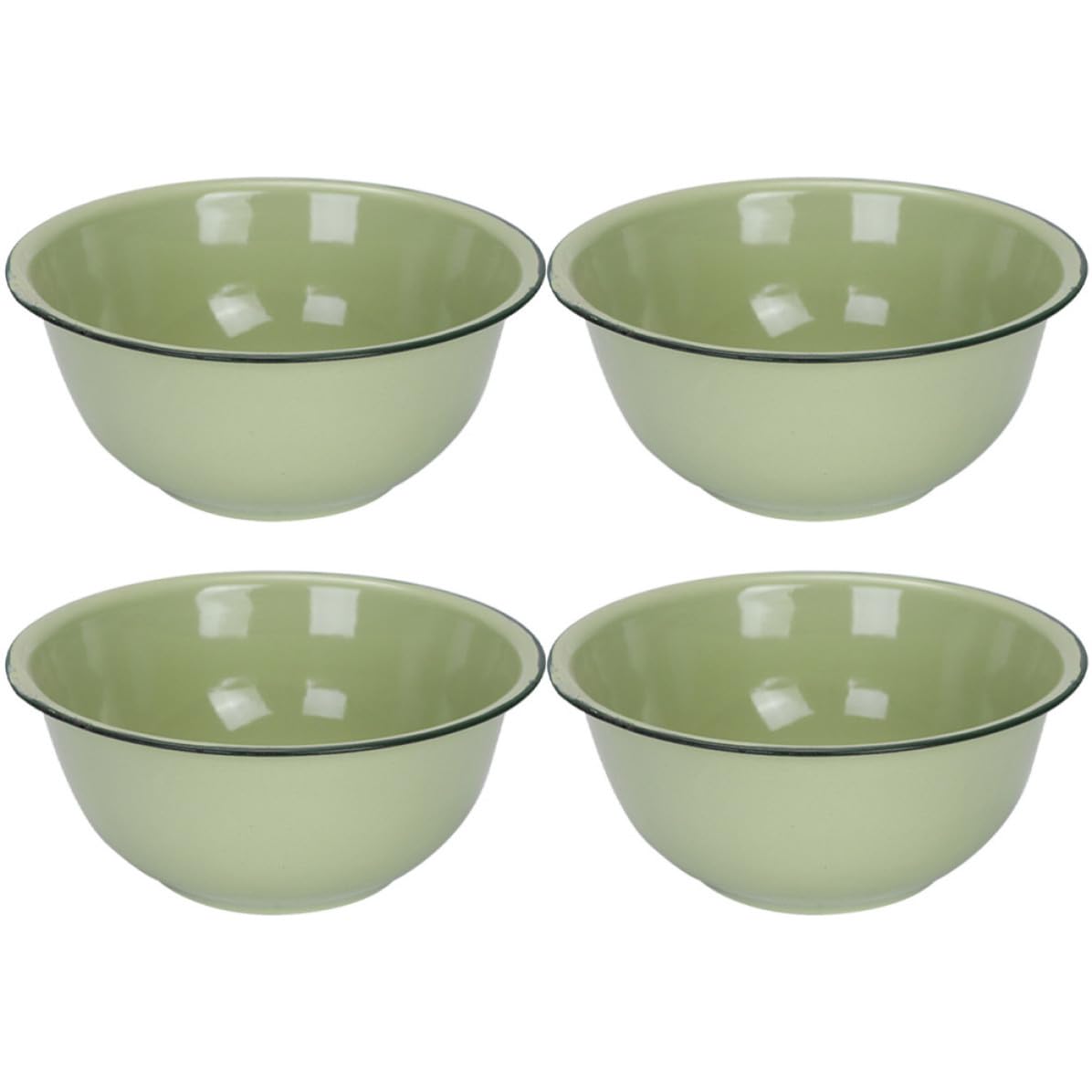 UKCOCO 4 Piezas Cuenco de Esmalte Vintage Verde Claro de Gran Capacidad