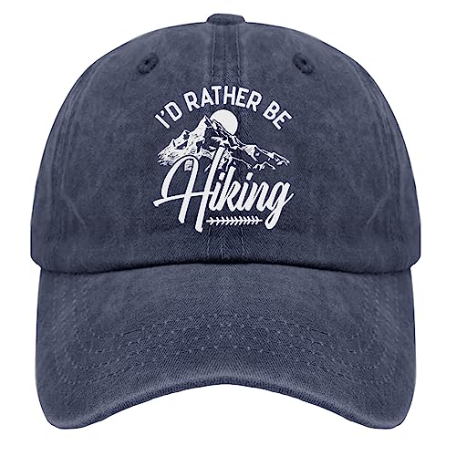 Baseball Caps I'd Rather Be Hiking Funny Dad Hats for Men Vintage Dad Hats Adjustable Navy Blue