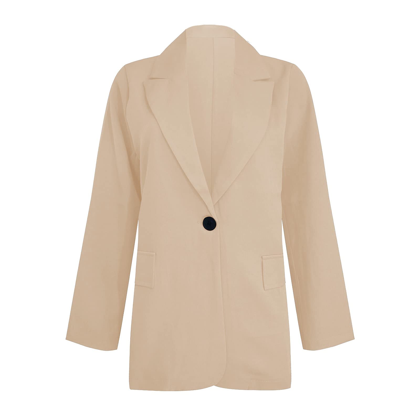 Generisch 2026 Damen Plus Size Elegant Sportlich Taillierte Jacke Anzugjacke Business Oversize Elegant Frühling Dünn Übergangsjacke Jacke Kurzblazer (Beige, XXXL)