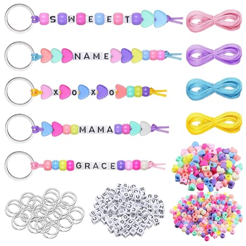 GWAWG Kit de fabricación de llaveros de 283 piezas, lindos regalos de manualidades para niñas de 9 a 12 años, perfecto para hacer llaveros a mano para adolescentes, kit de fabricación de joyas para