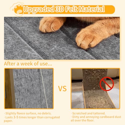 Nxwjoy Cat Scratch Pad Felt Cat Scratcher for Indoor Cats Scratching Board Scratchers for Large Cat Scratch Furniture Protector with Ball Kitten Toys L Shape 26.8 Inch Grey — view 2