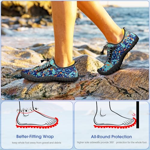Image of Built-in Heel Grips Water Shoes for Kids Girls Boys Hiking Wide Barefoot Swim Beach Pool Big Kid