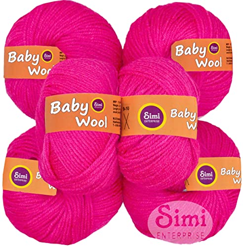 Image of 100% Acrylic Wool Magenta 12 Pc Baby Wool 4 ply Wool Ball Hand Knitting Wool /Art Craft Soft Fingering Crochet Hook Yarn-SART-GG