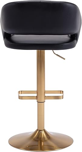 Miniatura 9 de Vogue Furniture Direct Taburete de bar ajustable con respaldo y brazos huecos, moderno taburete giratorio de piel sintética, silla de barra de