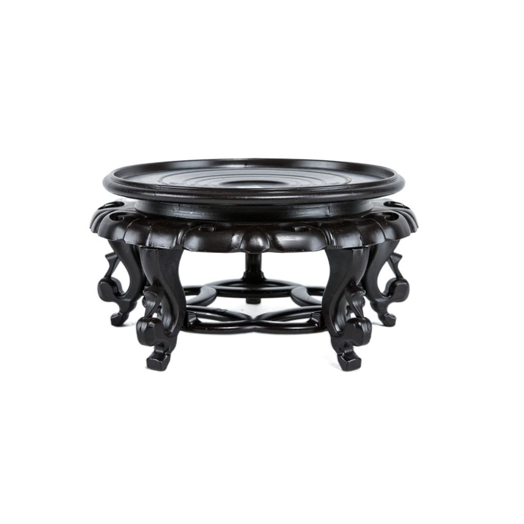 TEESONG Bonsai Pedestal Bonsai Base Thickened Wood Carving Rectangular Stone Flower Ornament Jade Buddha Statue Wooden Bracket Vase Pedestal Display Stands(18CM)