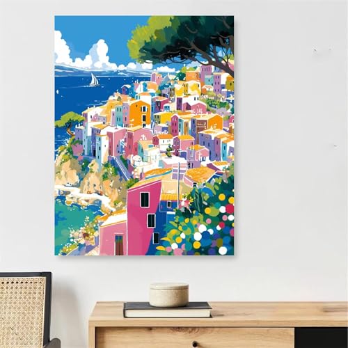 Peinture par Numéro Adulte avec Cadre 70x100 Coloriage Toile Paysage Ville
