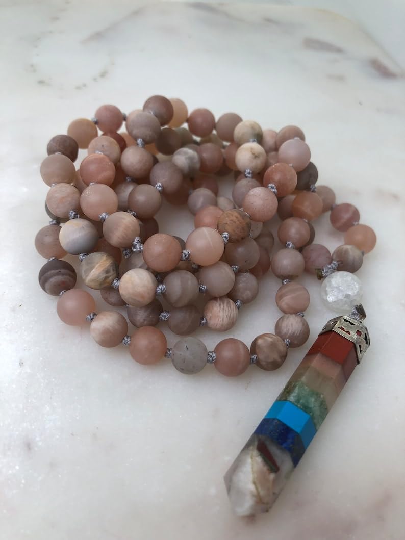 Naturalny kamień słoneczny, 8 mm, 108 koralików mala, duchowe, koraliki medytacyjne, Reiki, Japa Mala, buddyjskie koraliki modlitewne, bransoletka do jogi, koraliki lecznicze