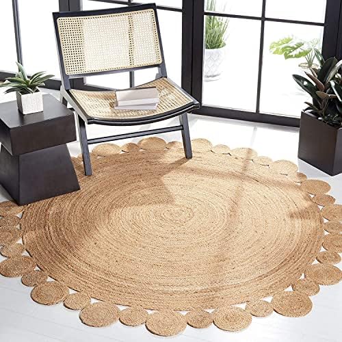 ART AVENUE Hand Woven Round Jute Area Rug Braided 3X3 Round Rugs for Boho Home Decor Living Room and Kitchen Floor Decoration Natural Eco Friendly Area Rug for Farmhouse (3X3 FT)