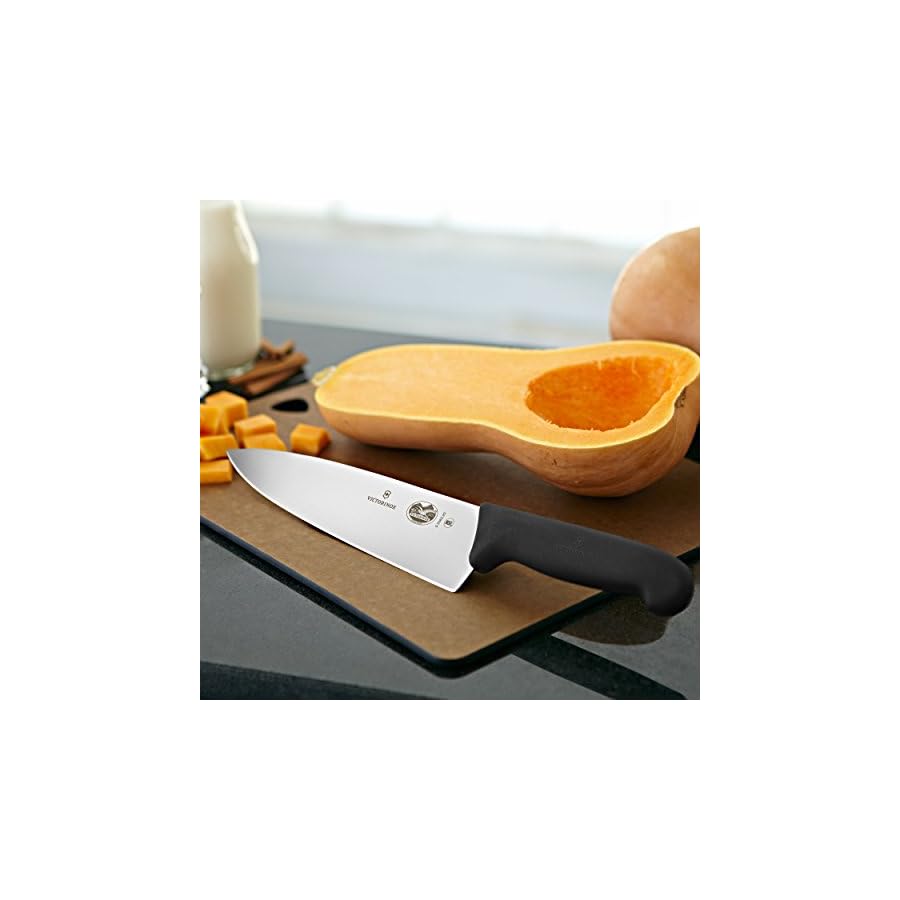 Victorinox-Fibrox-Pro-Chefs-Knife-8-Inch Victorinox Swiss Army 5.2063.20-X4 Fibrox Straight Chef's Knife Black 8 in